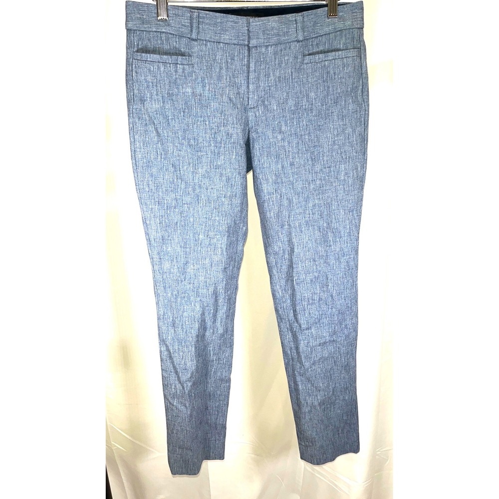 Banana Republic Sloan Skinny Ankle Pants Blue Chambray Textured Trousers Size 2